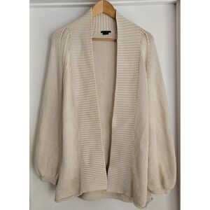 Theory Cardigan L Cream Wool Cashmere Cotton Blend Sweater Cozy Chunky Sweater